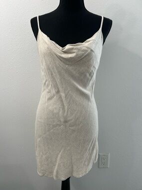 Kendall & Kylie Cream Cowl Neck Mini Slip Dress